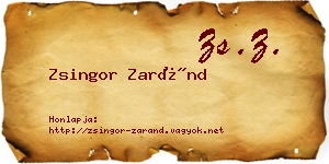 Zsingor Zaránd névjegykártya